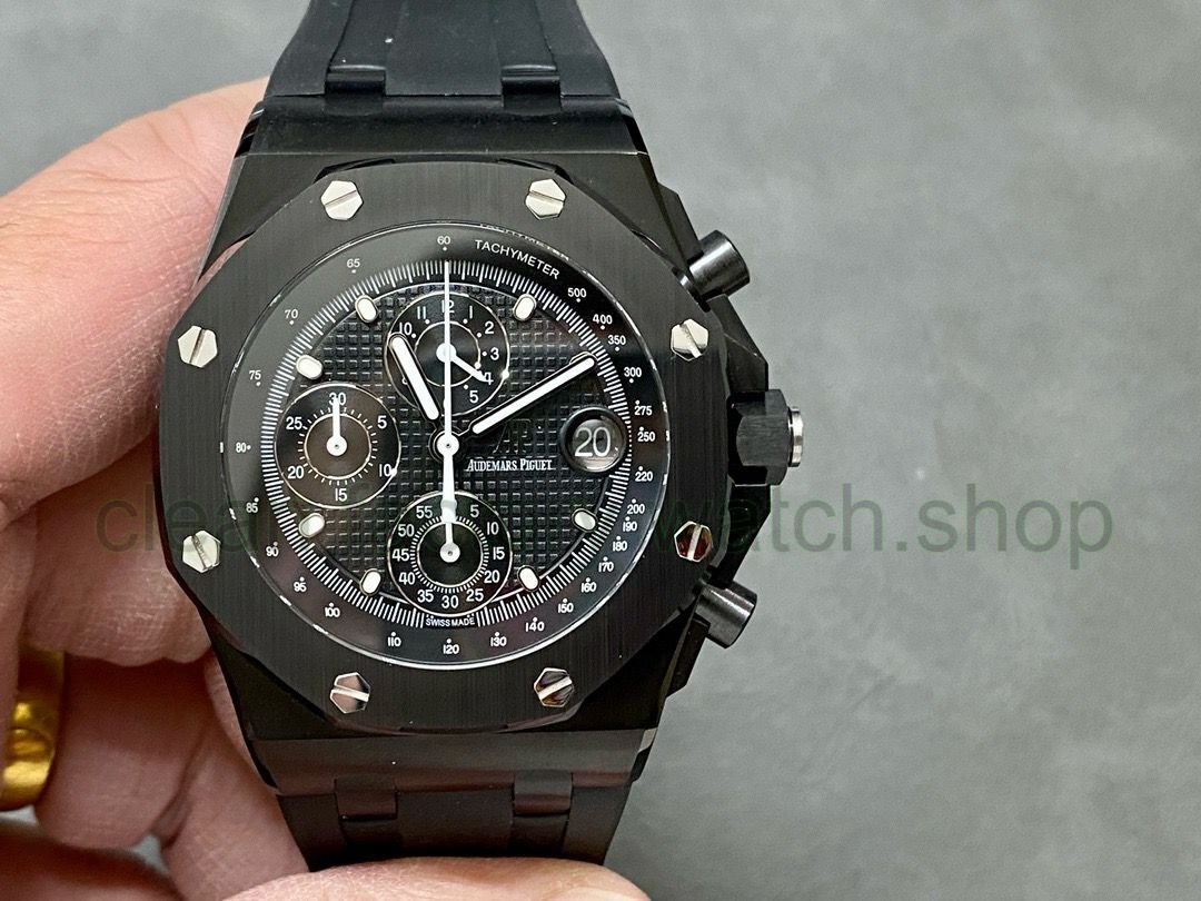 APF Factory Audemars Piguet Royal Oak Offshore Chronograph 26238CE.OO.1300CE.01 42mm Ceramic Rubber Strap Black Dial 1 3e1d1981 c0a1 4351 9a4d 7dc1b0f2b432 Clean Factory Watch