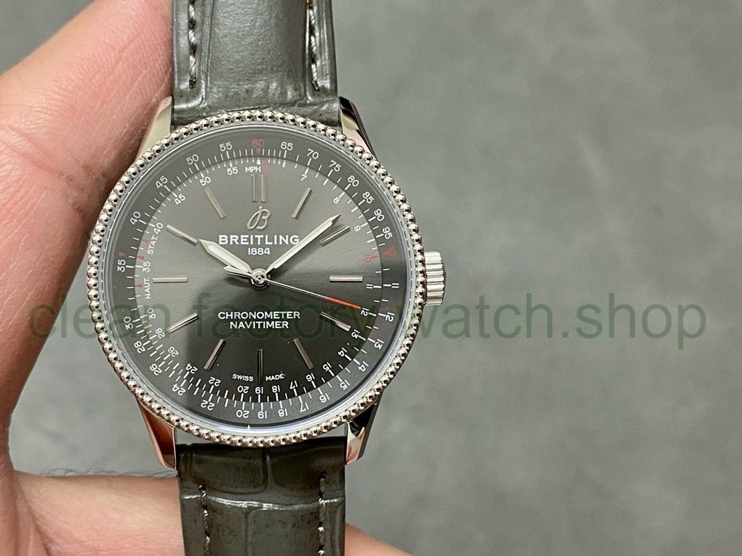 BLS Factory Breitling Women's Navitimer 35mm Steel Leather Strap Grey Dial 1 3e2e7d86 b02e 4c13 8bcf 1b335464af41 Clean Factory Watch