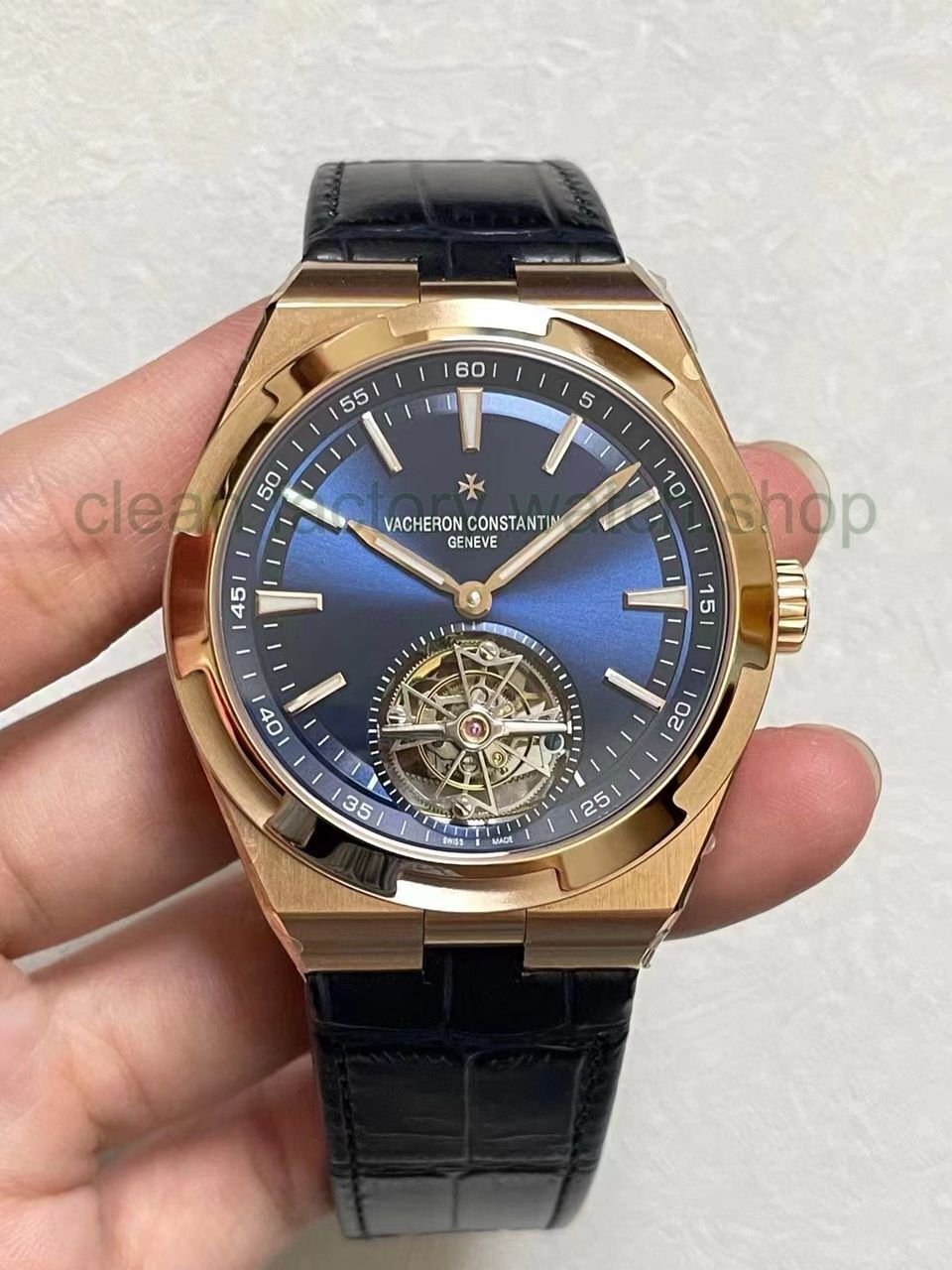 BBR Factory Vacheron Constantin Overseas Tourbillon 6000V-110R-B733 42.5mm Rose Gold Leather Strap Blue Dial 1 3e762170 9c1d 41c7 8dd5 c530c86f1c30 Clean Factory Watch