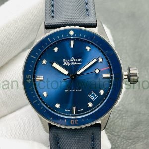 ZF Factory Blancpain Fifty Fathoms Bathyscaphe 5000-0240-052A 43mm Ceramic Textile Strap Blue Dial 16 3f7515ee 84e6 419b b4e5 e18778a3552b Clean Factory Watch