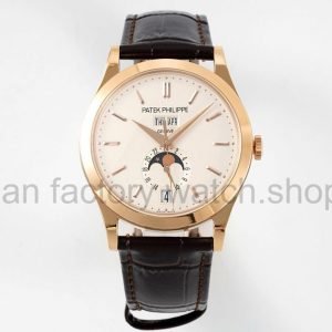 PPF Factory Patek Philippe Annual Calendar 5396R-011 38mm Rose Gold Leather Strap Silver Dial