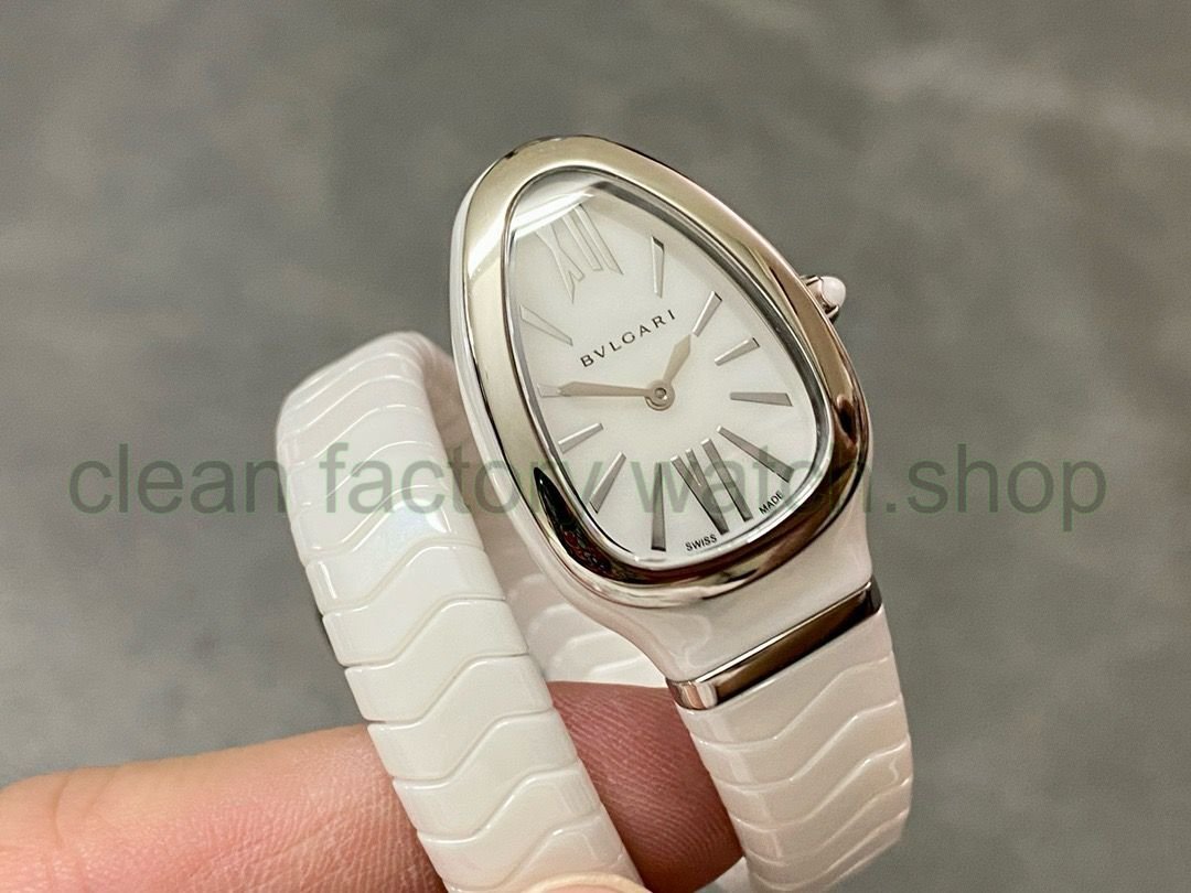 BV Factory Bvlgari Quartz Serpenti 102613 35mm White Ceramic Roman Numerals White Dial 1 467e9da6 bca3 4fab 8414 e07c791c4aad Clean Factory Watch