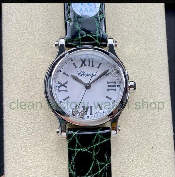 YF Factory Chopard Happy Sport 278590-3001 30mm Steel Green Leather Strap Roman Numerals White Dial 1 49cd36c4 575a 4424 9dd0 fc5508c8b7f7 Clean Factory Watch