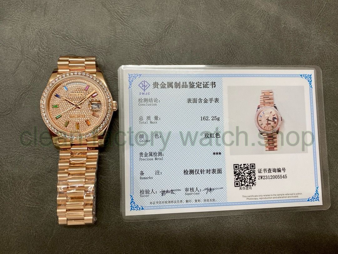 Custom Make Rolex Modified and customized, 18k gold-plated, modified with moissanite, Rolex day-date dual calendar, 40mm counterweight 164g 1 4c63b767 c6ce 4088 8d7e 2354545dc456 Clean Factory Watch