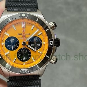 BLS Factory Breitling Chronomat 44mm Steel Rubber Strap Black Eye Orange Dial 9 4d63ce11 9822 48ce 9e87 a67afb1d84b1 Clean Factory Watch