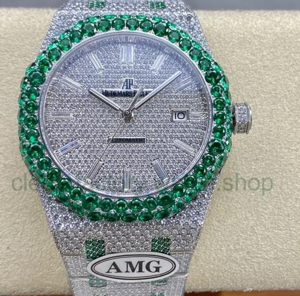 AMG Factory Audemars Piguet Royal Oak Selfwinding 15400 41mm Green Diamond Bezel Full Green&White Diamond&Steel,Diamond Baguette Dial 1 5391a9ff f133 4c09 9a34 deadaad400a6 Clean Factory Watch
