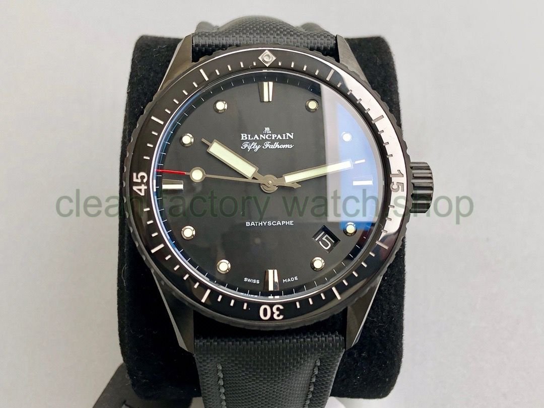 8F Factory Blancpain Fifty Fathoms Bathyscaphe 5000-0130-B52A 43mm Ceramic Textile Strap Black Dial 1 56c72edb c827 4607 a0f7 1756bd04d829 Clean Factory Watch