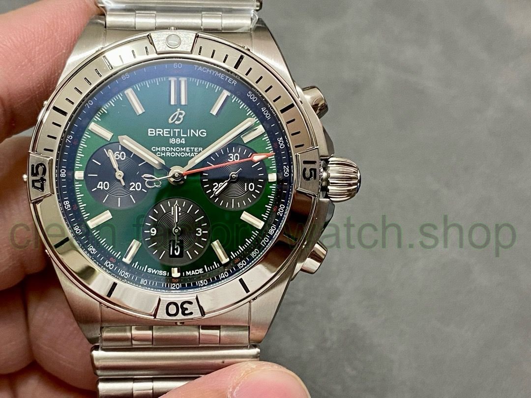 TF Factory Breitling Chronomat 42 AB01343A1L1A1 42mm Full Steel Green Dial 1 5758c345 f78c 4d28 8b62 697f95144a39 Clean Factory Watch
