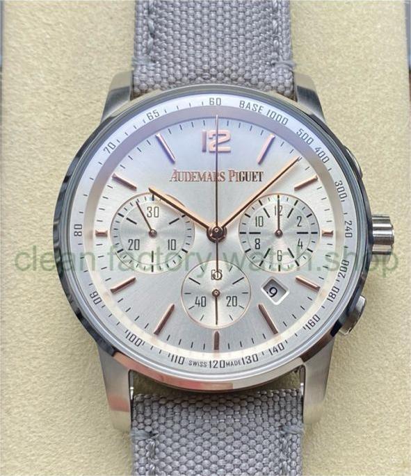 OMF Factory Audemars Piguet Code 11.59 26393CR.OO.A008KB.01 41mm Rose Gold&Steel Canvas Strap Silver Dial 1 OMF Factory Audemars Piguet Code 11.59 26393CR.OO.A008KB.01 41mm Rose Gold&Steel Canvas Strap Silver Dial