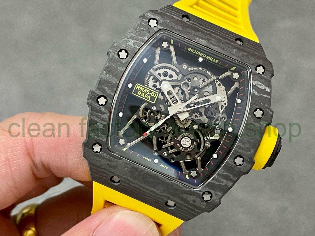 Sonic Factory Richard Mille RM 035 42mm Carbon Fiber Yellow Rubber Strap Skeletonized Dial 1 5a8104ab 49ef 45ae b40f 899831ddd440 Clean Factory Watch