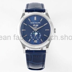 PPF Factory Patek Philippe Annual Calendar 5396G-017 38mm White Gold Leather Strap Blue Dial