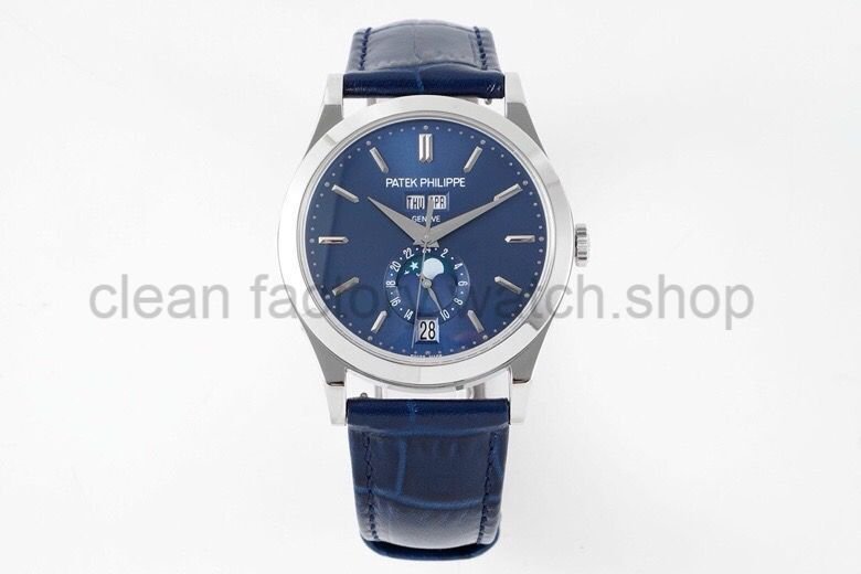 PPF Factory Patek Philippe Annual Calendar 5396G-017 38mm White Gold Leather Strap Blue Dial 1 5d012443 47a2 42de bed4 60f1293a0836 Clean Factory Watch
