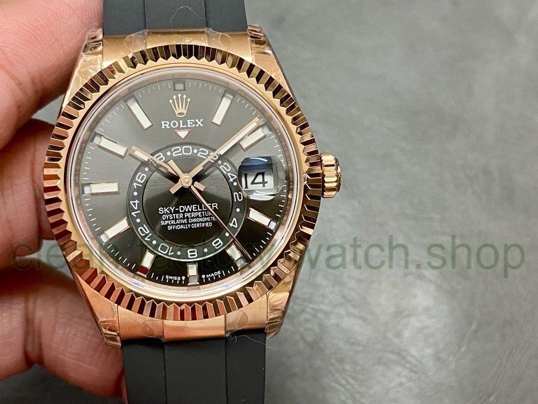 Noob Factory Rolex Sky-Dweller 336235-0004 42mm Rose Gold Rubber Strap Grey Dial 1 5ffaf84b a6ed 4bcd 9ebd a6d53b4dd0b6 Clean Factory Watch