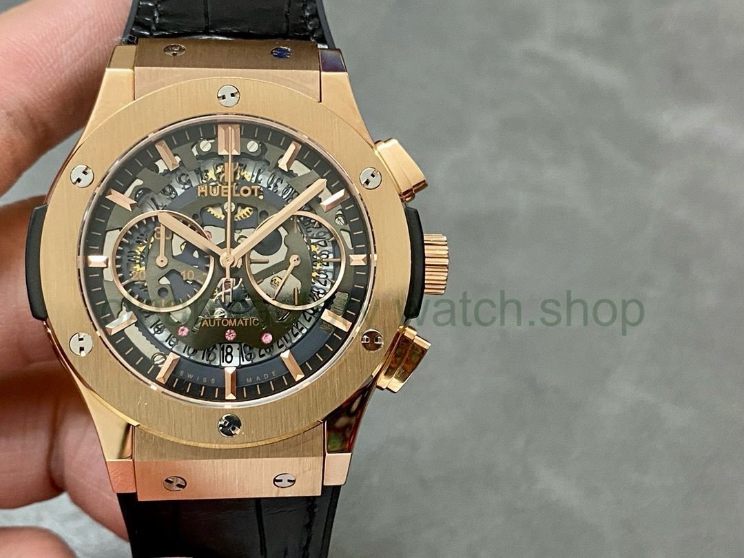 HB Factory Hublot Classic Fusion Aerofusion 525.ox.0180.lr 45mm Rose Gold Leather Strap Skeletonized Dial 1 608838f0 1284 41a9 b20a 9371997fa017 Clean Factory Watch