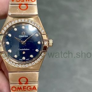TW Factory Omega Constellation Quartz 131.55.25.60.53.002 27mm Diamond Bezel Full Rose Gold Diamond Gypsophila Blue Dial 22 622d86da 50ae 49f2 aa9c 66814467cab3 Clean Factory Watch