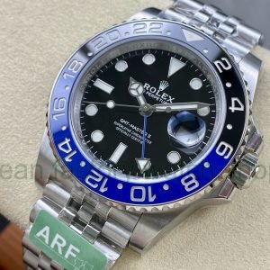 ARF Factory Batgirl Rolex GMT-Master II 126710BLNR-0002 40mm Full 904L Black Dial Jubilee at 45 degree angle