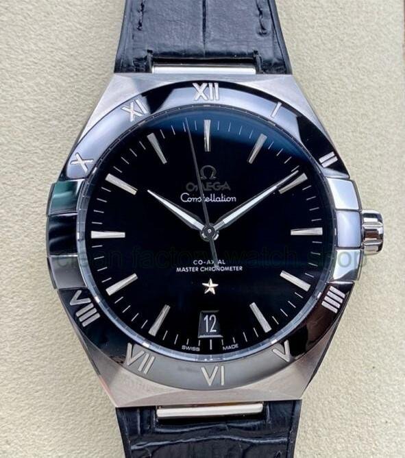 SBF Factory Omega Constellation 131.33.41.21.01.001 41mm Steel Leather Strap Black Dial