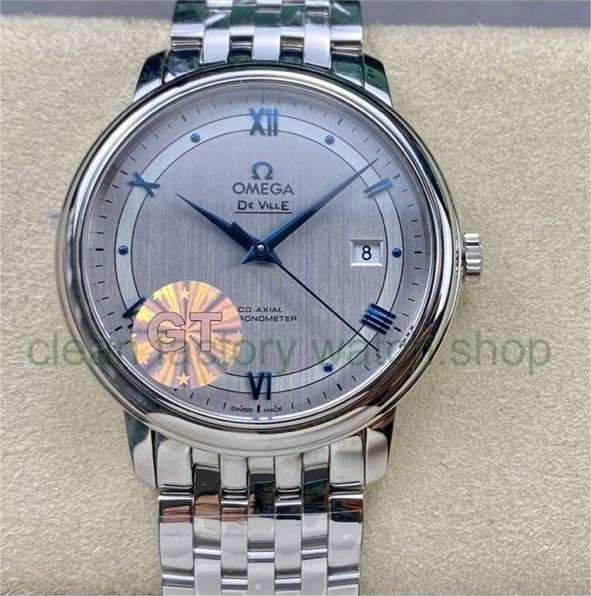 GT Factory Omega De Ville Prestige 424.10.40.20.02.001 39.5mm Full Steel Blue Roman Number Silver Dial 1 69b2c780 4219 4649 88fe b73f49b706fb Clean Factory Watch