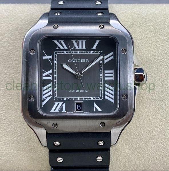 THB Factory Cartier Santos WSSA0037 40mm Steel Rubber Strap Roman Numerals Grey Dial