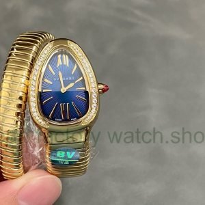 BV Factory Bvlgari Quartz Serpenti 102984 35mm Full Gold Roman Numerals Blue (solid) Dial 4 76fb8e78 ad9c 49c4 b903 275868b15752 Clean Factory Watch