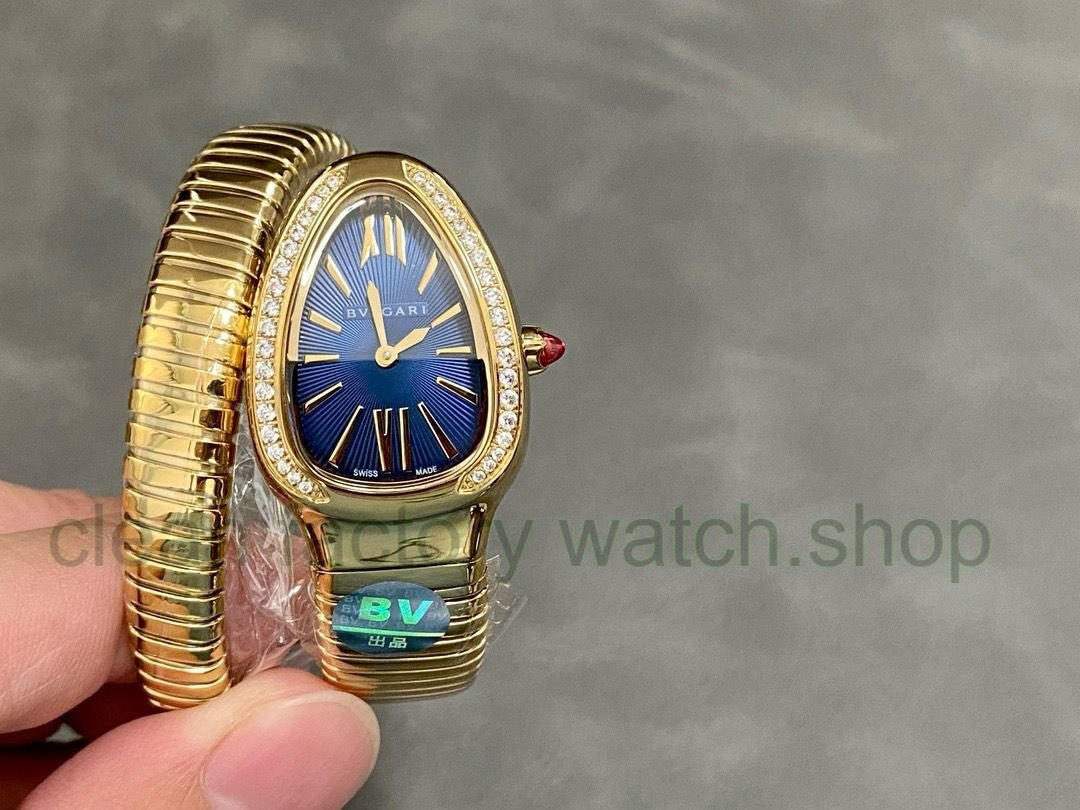 BV Factory Bvlgari Quartz Serpenti 102984 35mm Full Gold Roman Numerals Blue (solid) Dial 1 76fb8e78 ad9c 49c4 b903 275868b15752 Clean Factory Watch