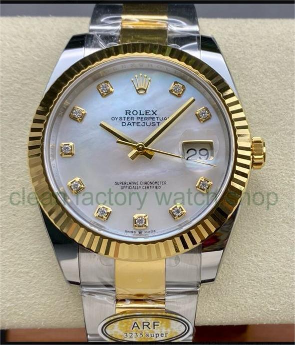 ARF Factory Rolex Datejust 41 126333-0017 41mm Half Yellow Gold Mother Of Pearl Diamond Dial 1 77184aa4 5ebc 47f2 86c2 4bd5ae4c2534 Clean Factory Watch