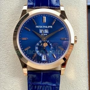PPF Factory Patek Philippe Annual Calendar 5396R-014 38mm Rose Gold Leather Strap Blue Dial