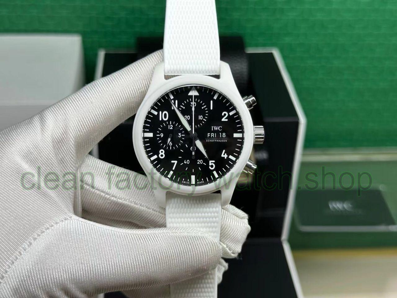 TW Factory IWC Pilot Chronograph Top Gun IW389105 44.5mm Ceramic White Rubber Strap Arabic Numerals Black Dial 1 7c447c8a a820 42d1 8186 a4828ebc8ce0 Clean Factory Watch