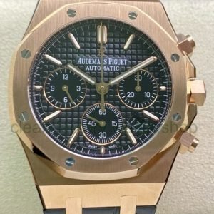 BF Factory Audemars Piguet Royal Oak Chronograph 26240OR.OO.D002CR.02 41mm Rose Gold Leather Strap Black Dial
