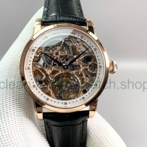 Tourbillon Patek Philippe 43mm Rose Gold Leather Strap Skeletonized White Dial 18 85931c7b d301 448b b7ad f42d6ca77d58 Clean Factory Watch