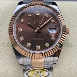 ARF Factory Rolex Datejust 41 126331-0003 41mm Half Rose Gold Diamond Brown Dial 22 86984d20 de5c 40c3 9fcd 35e810613933 Clean Factory Watch