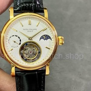 Tourbillon Patek Philippe 42mm Gold Leather Strap Silver Dial 6 8726e726 62e9 42c4 86ff 9f993d97c780 Clean Factory Watch