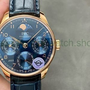 APS Factory IWC Portuguese Perpetual Calendar IW503312 44mm Rose Gold Leather Strap Arabic Numerals Blue Dial 24 88ed349e 4beb 4f94 aebe 3e2941fe1225 Clean Factory Watch