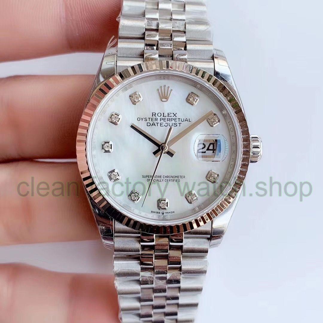 EW Factory Rolex Datejust 36 126234-0019 36mm White Gold&904L Mother of Pearl Dial 1 8dfe9ca5 7b6f 4944 91eb 5dc6fd33506b Clean Factory Watch