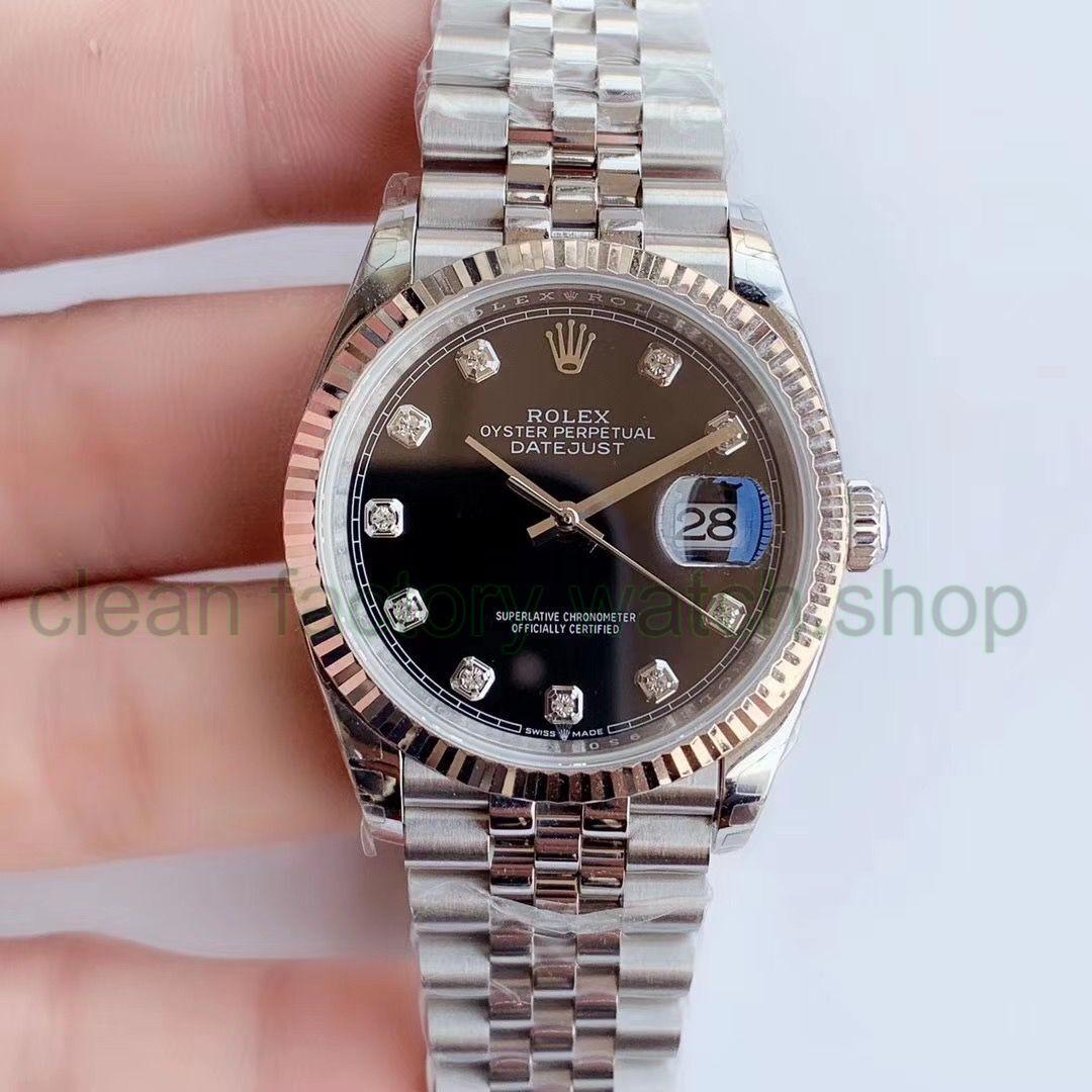 EW Factory Rolex Datejust 36 126234-0027 36mm White Gold&904L Black Diamond Dial 1 8e5ce7fa c08b 404b 9f21 3ee1ae43b874 Clean Factory Watch