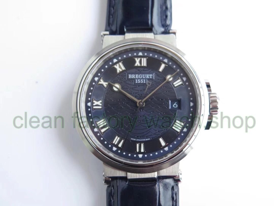 V9 Factory Breguet Marine 5517bb/y2/9zu 40mm White Gold Leather Strap Wave Pattern Blue Dial 1 8e7454f7 f6e3 4323 896a fa617e41f678 Clean Factory Watch