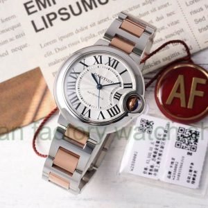 AF Factory Cartier Ballon Bleu W2BB0002 33mm Half Rose Gold Roman Numerals Silver Dial 10 9360670d 3d21 4457 b701 a280fe5669aa Clean Factory Watch