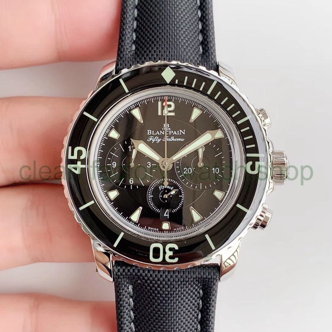 OM Factory Blancpain Fifty Fathoms 5085F-1130-52 45mm Steel Textile Strap Black Dial 1 95d7a58b 84a1 439c b92a 1af5bcb323d1 Clean Factory Watch