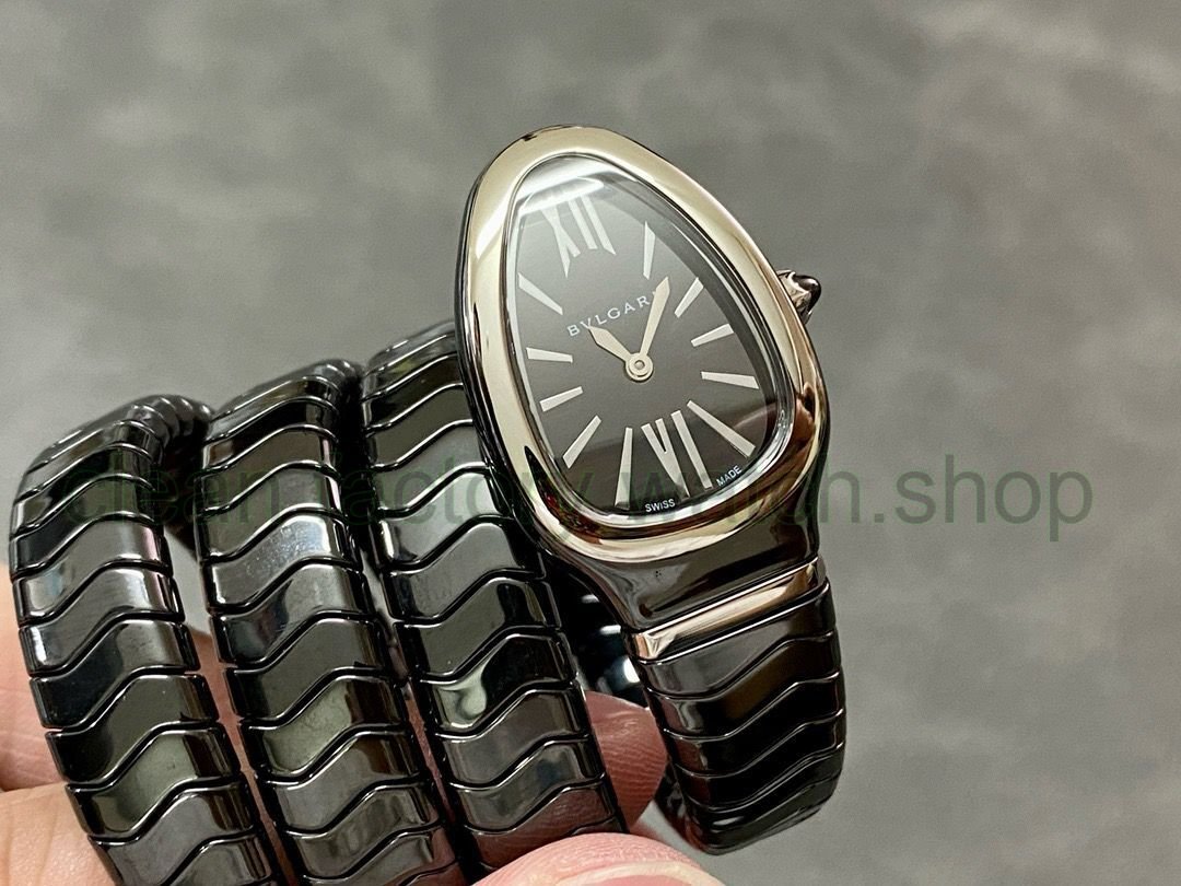 BV Factory Bvlgari Quartz Serpenti 102735 35mm Black Ceramic Roman Numerals Black Dial 1 95e3d0f4 76d0 4a57 b2cd de7ea652168d Clean Factory Watch