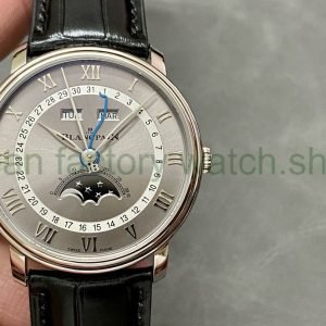OM Factory Blancpain Villeret Quantième Complet 6654-1113-55B 40mm Steel Leather Strap Roman Numerals Grey Dial 6 98e33f17 52ce 456f 8a18 1ba553a2167b Clean Factory Watch