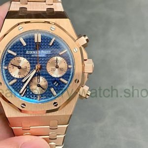 BF Factory Audemars Piguet Royal Oak Chronograph 26239OR.OO.1220OR.01 41mm Full Rose Gold Blue Dial