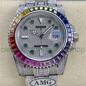 AMG Factory Rolex Submariner Date 116610 40mm Rainbow Diamond Bezel Full 904L&Diamond,Green Word Pin Diamond Dial 18 a2c6eb0f c26b 49a0 a6e3 dc07f7d92266 Clean Factory Watch