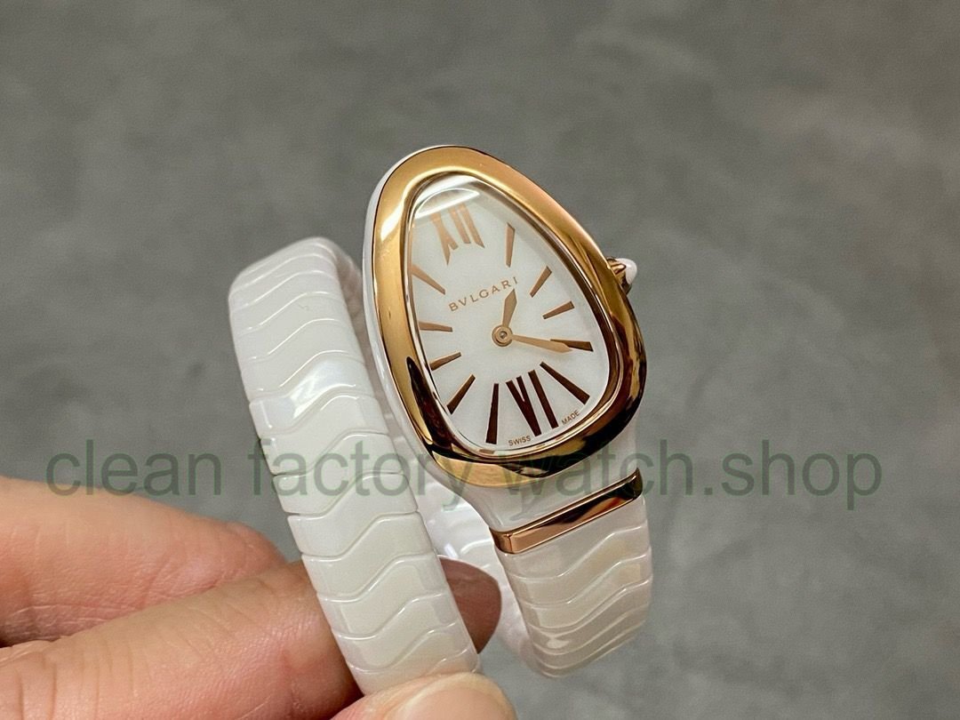 BV Factory Bvlgari Quartz Serpenti 102613 35mm Rose Gold&Ceramic Roman Numerals White Dial 1 a4b38ff5 e313 4a69 b852 d1d3a9c480fb Clean Factory Watch