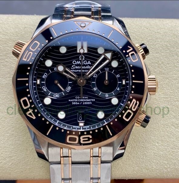 N1 Factory Omega Seamaster Diver 300M Co-Axial Chronometer Chronograph 210.22.44.51.01.001 44mm Full Steel&Rose Gold Strap Black Dial 1 a5c031da 13ea 4b56 abde 4b919edfdf5c Clean Factory Watch