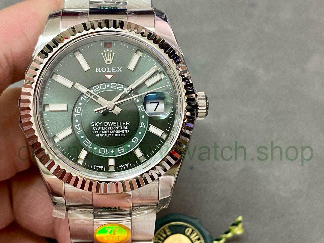ZF Factory Rolex Sky-Dweller 336934-0001 42mm White Gold&904L Green Dial 1 a786087d a16b 4411 b25d 34fba3cabf77 Clean Factory Watch