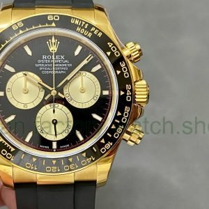 QF Factory ‘counterweight 140g’ Rolex Daytona 126518LN-0004 40mm Yellow Gold Rubber Strap Black Dial