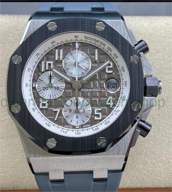APF Factory Audemars Piguet Royal Oak Offshore Chronograph 26470IO.OO.A006CA.01 42mm Titanium Rubber Strap Grey Dial 1 aef47174 7967 4de5 bffe 4769dbcde0a1 Clean Factory Watch