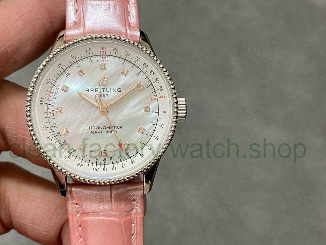 BLS Factory Breitling Women's Navitimer A17395211A1P2 35mm Steel Leather Strap Mother of pearl Dial 1 af9a3442 5806 4502 a815 74512ea85c5f Clean Factory Watch