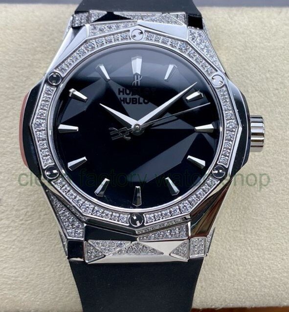 HB Factory Hublot Classic Fusion 550.NS.1800.RX.1804.ORL19 40mm Diamond&Steel Black Rubber Strap Black Dial 1 afe449ae 89f9 409d 9dfc 1fabea2f7c51 Clean Factory Watch
