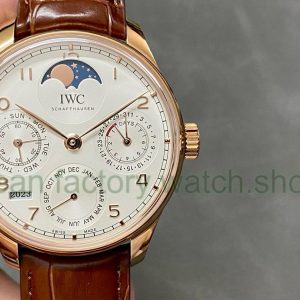 APS Factory IWC Portuguese Perpetual Calendar IW502302 44mm Rose Gold Leather Strap Arabic Numerals Silver Dial 22 b287dc06 f91b 4787 8570 b523a3f885f2 Clean Factory Watch